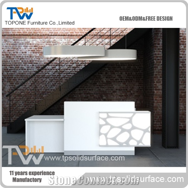 Customized Front Counter Design Solid Surface/Artificial Marble 2 Person Reception Desk