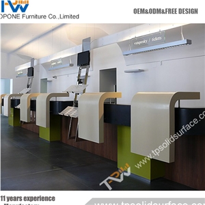 Differential Fashionable Style Solid Surface/Man-Made Stone Solid Surface Curved Working Station