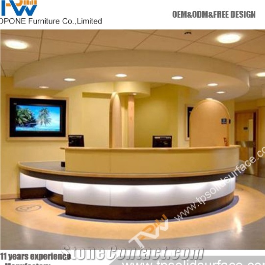 Differential L-Shape Grey Finish Solid Surface Reception Table