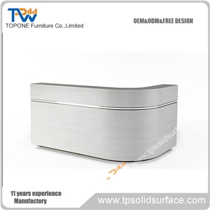 Differential L-Shape Grey Finish Solid Surface Reception Table