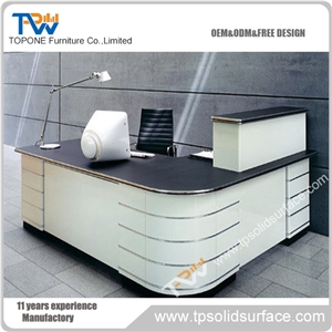 Differential L-Shape Grey Finish Solid Surface Reception Table