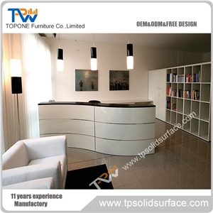 Double Rounded Design Solid Surface/Artificial Marble Front Desk with Light