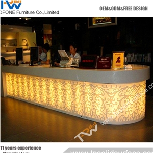 Dreamy Bespoke Design Solid Surface/Man-Made Stone Boat Shape Reception Desk