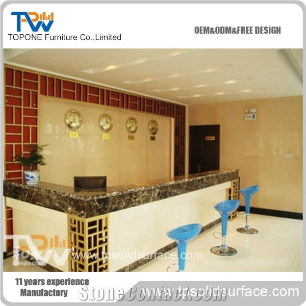 Elegant Cambered Shape Solid Surface/Man-Made Stone Modern Hotel Lobby Furniture