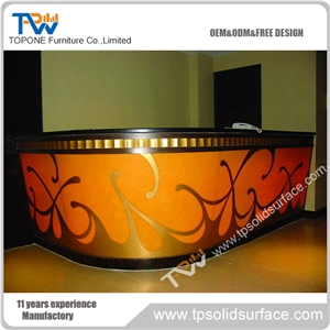 Elegant Curved Modern Solid Surface/Man-Made Stone Solid Surface Customer Service Counter