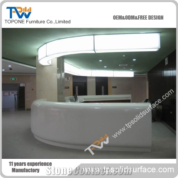 Elegant Double Arc Solid Surface/Man-Made Nail Salon Furniture
