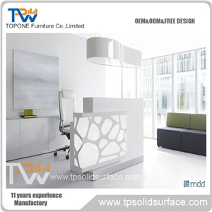 Elegant Top Glass L-Shape Solid Surface/Artificial Marble Wholesale Reception Desk