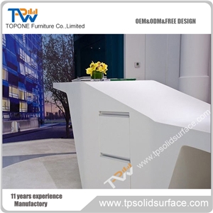 Exclusive Blue Lighting Decorated Solid Surface/Man-Made Stone Hotel Front Desk