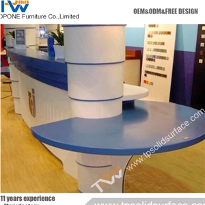 Exclusive Rounded Shape Solid Surface/Artificial Marble Front Desk Counter