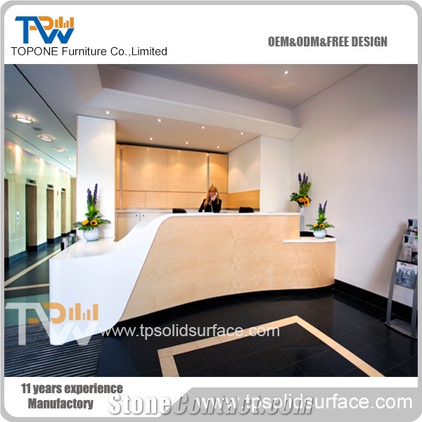 Eye-Catching Fabulous Solid Surface/Man-Made Oval-Shaped Reception Counter
