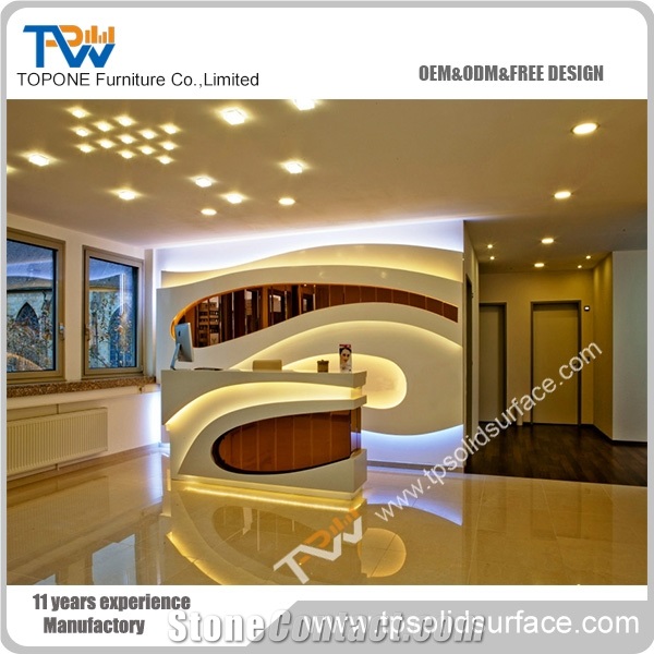 Eye-Catching Rounded Solid Surface/Man-Made Semi-Circle Reception Desk