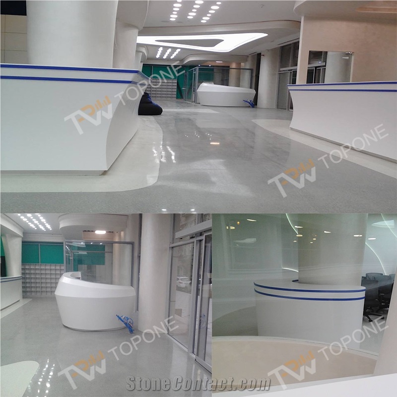 Factory Price Modern Reception Desk High Gloss White Artificial Marble Stone Reception Table with Special Design Office Reception Counter Table Top Design