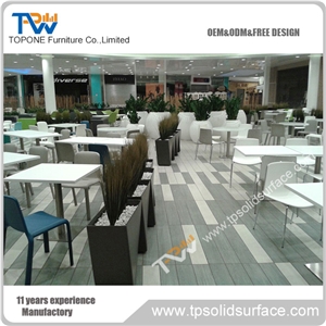 Factory Supply Acrylic Solid Surface Table, Acrylic Restaurnat Table Tops with Stainless Steel Legs