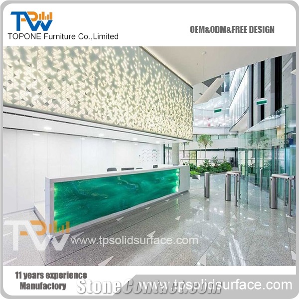 Factory Supply Oem or Odm Ariticial Marble Stone Reception Desk for Office Furniture, Office Manmad Stone Reception Tables Design for Sale