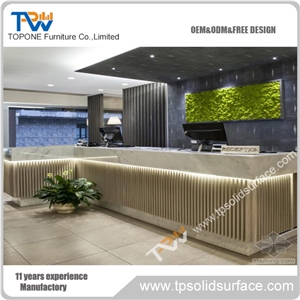 Factotry Price Quartz Table Tops Reception Counter for Office Furnitre, Acrylic Solid Surface Table Tops Reception Desk for Sale