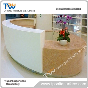 Fantastic Modern Look Solid Surface/Man-Made Stone Solid Surface Light Receptionist Desk