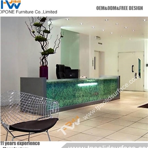 Fashionable 3d Global Solid Surface/Artificial Marble Semi Circle Reception Desk