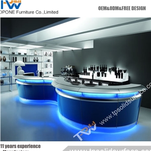 Fashionable Arched Shape Solid Surface/Artificial Marble Boutique Counter