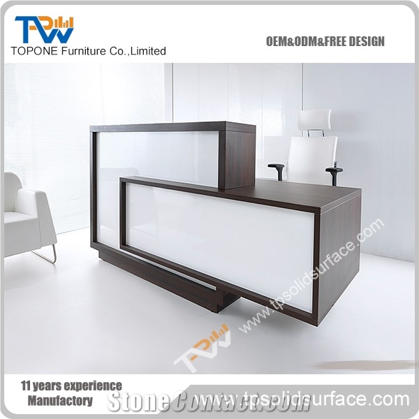 Fashionable Circular Shape Solid Surface/Artificial Marble Modern Curved White Glossy Cashier Desk