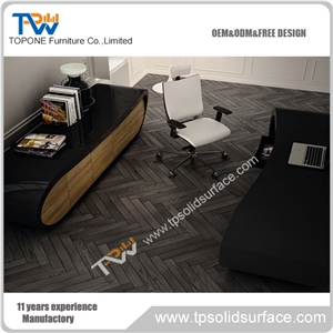 Fashionable Design Black Color Manmade Stone Office Room Furniture Office Table