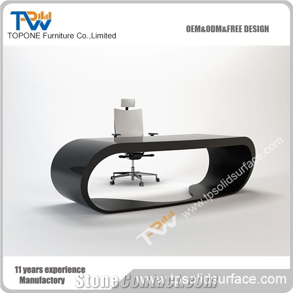 Fashionable Design Black Color Manmade Stone Office Room Furniture Office Table