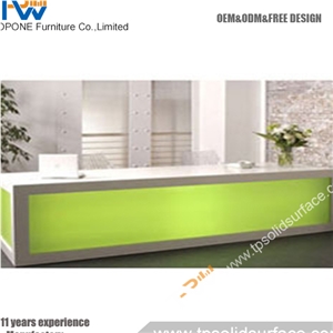 Front Convex Shape Solid Surface/Man-Made Fancy Beauty Salon Reception Desk