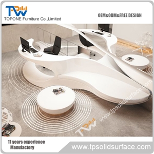 Full Rounded Shape Solid Surface/Artificial Marble Counter Desk