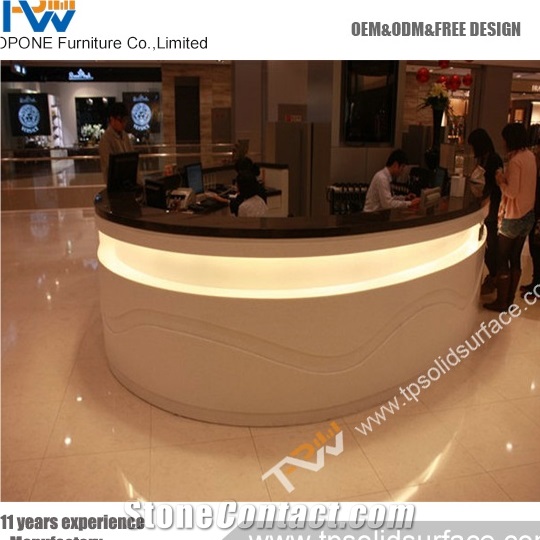 G-Shape Front Face Design Commercial Solid Surface/Man-Made Stone Solid Surface Restaurant Front Counters