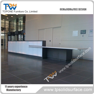 Glossy Black L-Shape Solid Surface/Man-Made Stone Medical Reception Desk