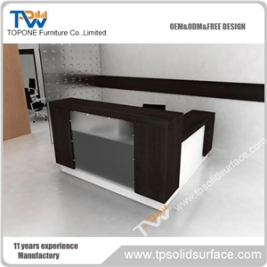 Glossy Customized Logo Solid Surface/Artificial Marble Beauty Salon Counter Design
