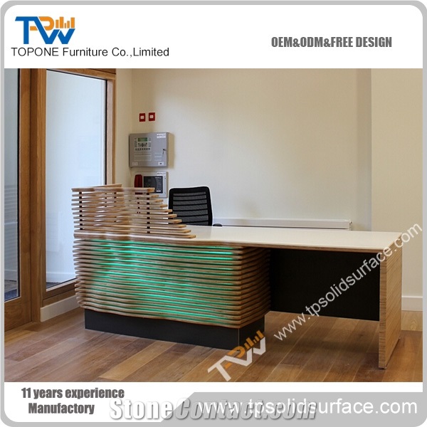 Glossy Yellow Design Solid Surface/Artificial Marble Beauty Salon Counter Design