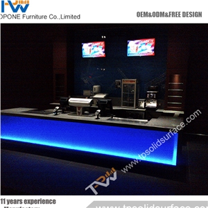 Good-Looking Inside Lighting Solid Surface/Artificial Marble Led Reception Desk