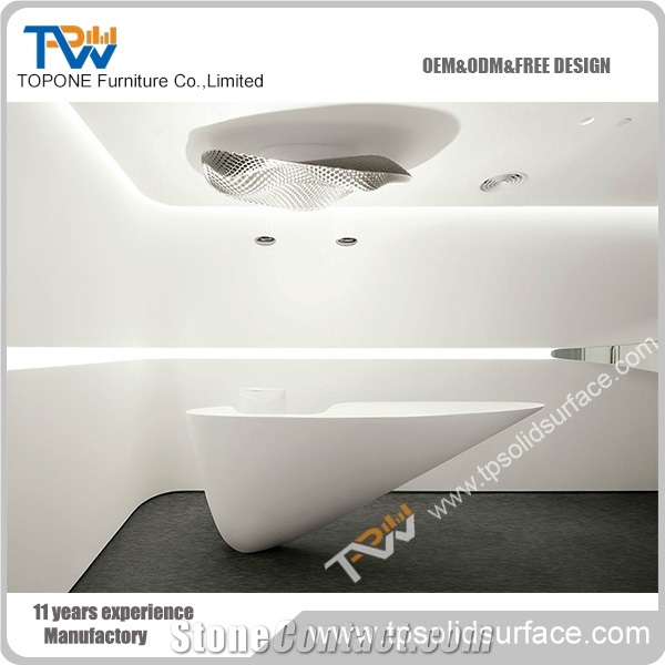 Good-Looking Inside Lighting Solid Surface/Artificial Marble Led Reception Desk