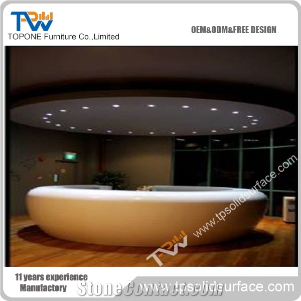 Good Quality Solid Surface Half Round White Reception Desk Design for Nail Salon Shop