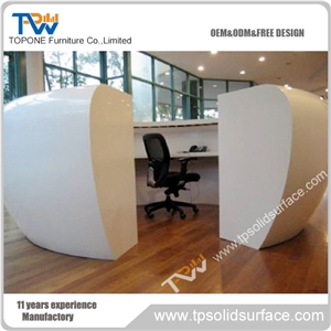 Good Quality Solid Surface Half Round White Reception Desk Design for Nail Salon Shop
