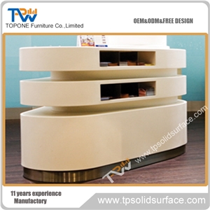 Half-Round Shape Solid Surface/Man-Made Stone Solid Surface Cashier Semi Circle Desk