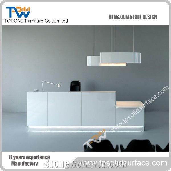 High End Straight Shape Solid Surface/Artificial Marble White Reception Counter Top