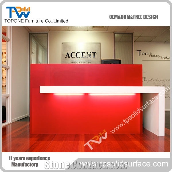 High Glossy Surface Solid Surface/Man-Made Orange and Black Desk