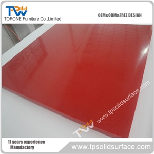 High Quality Pure Red Color Manmade Marble Stone Slab Factory