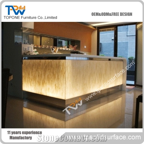 Hook Face Shape Solid Surface/Man-Made Stone Curved Reception Desk