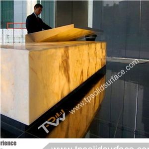 Illuminious Inside Lighting Solid Surface/Man-Made Stone Artificial Marble Front Desk Spa