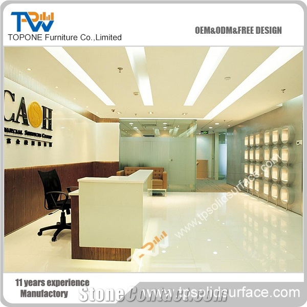 Impressive U-Shaped Solid Surface/Man-Made Stone Solid Surface 6 Person Workstation Furniture