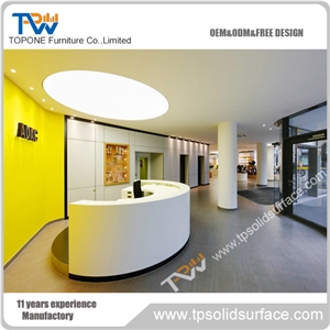 Inside White Luminated Lighting Design Solid Surface/Man-Made Stone Modern Cashier Counter for Hotel