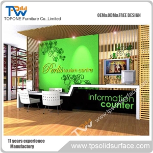 Inside White Luminated Lighting Design Solid Surface/Man-Made Stone Modern Cashier Counter for Hotel
