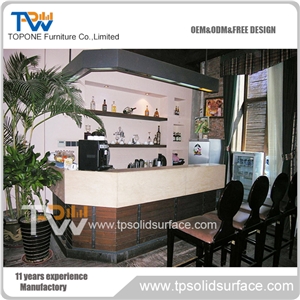 L Shape Acrylic Artificial Marble Stone Juice Bar Counter Tops for Sale