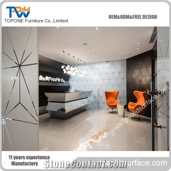 L Shape Front Desk with Marble Table Tops , Modern Design Office Reception Counter Tops