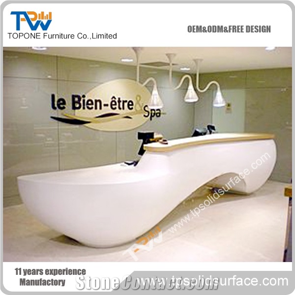 Led Lighting Decorated Z-Shaped Design Solid Surface/Man-Made Stone Service Counter Furniture