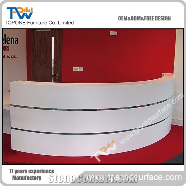 Long Straight Shape Solid Surface/Man-Made Stone Solid Surface Dental Clinic Reception Counter