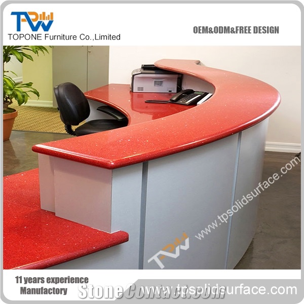 Low-Key Matt Finish Solid Surface/Man-Made Stone Modern Office Reception Table for Hospital