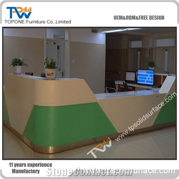 Lurury Led Lighting Decorated Solid Surface/Man-Made Stone Solid Surface Salon Reception Table